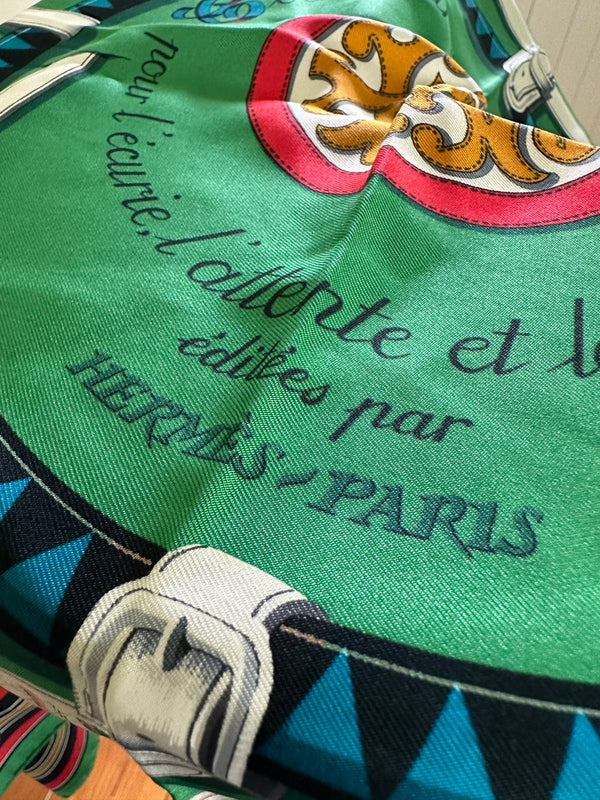 Hermès "Couvertures et Tenues De Jour" Scarf 90 detail