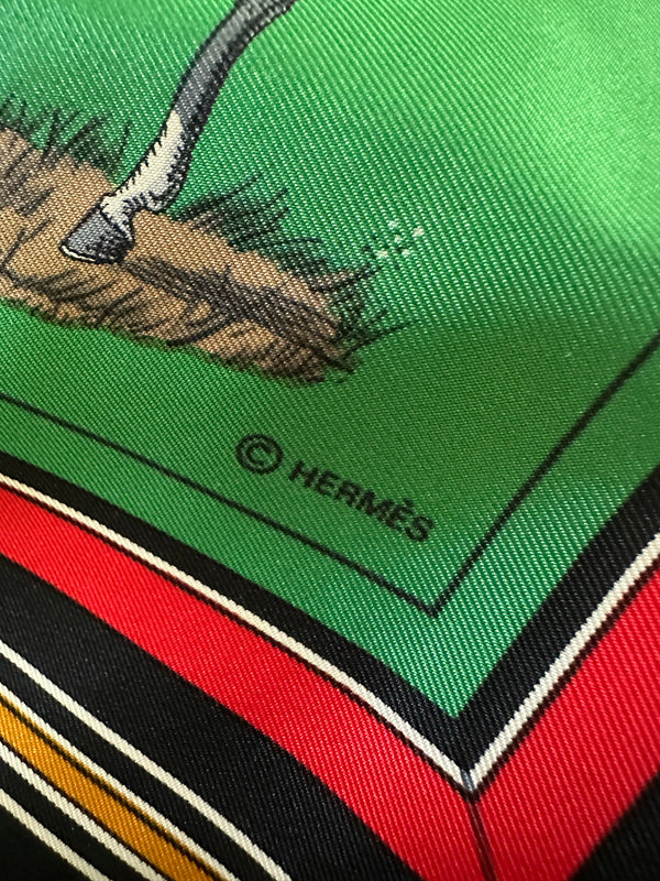 Hermès "Couvertures et Tenues De Jour" Scarf 90 logo detail