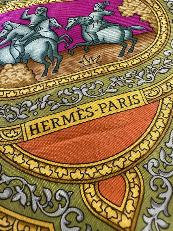 Hermès "Qalamdan" Scarf 90 logo detail