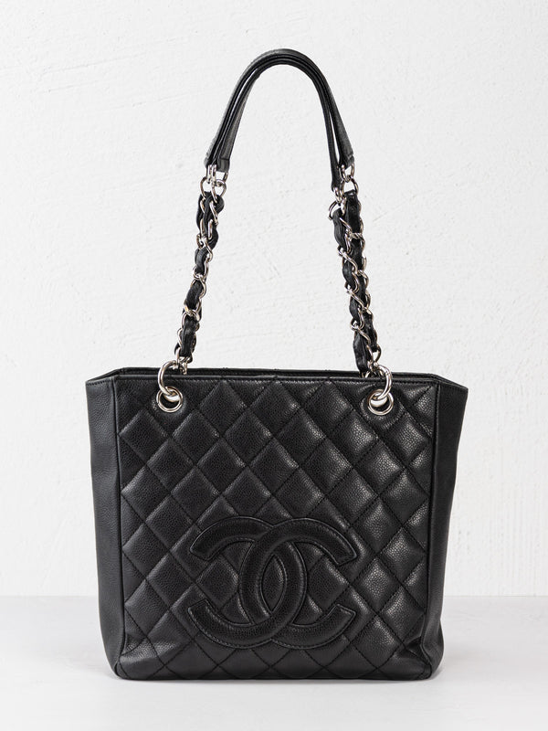 Chanel Black Caviar Quilted Timeless Petit Shopping Tote
