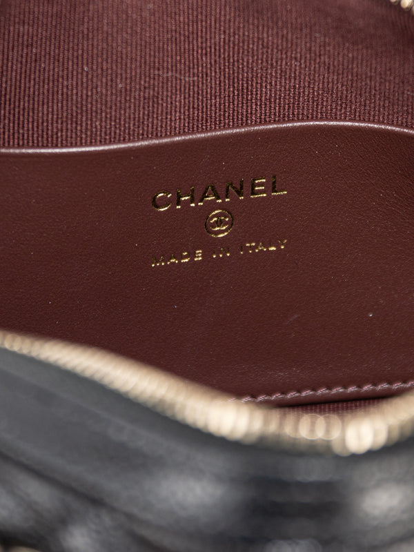 Chanel Caviar Quilted Barrel Clutch With Chain