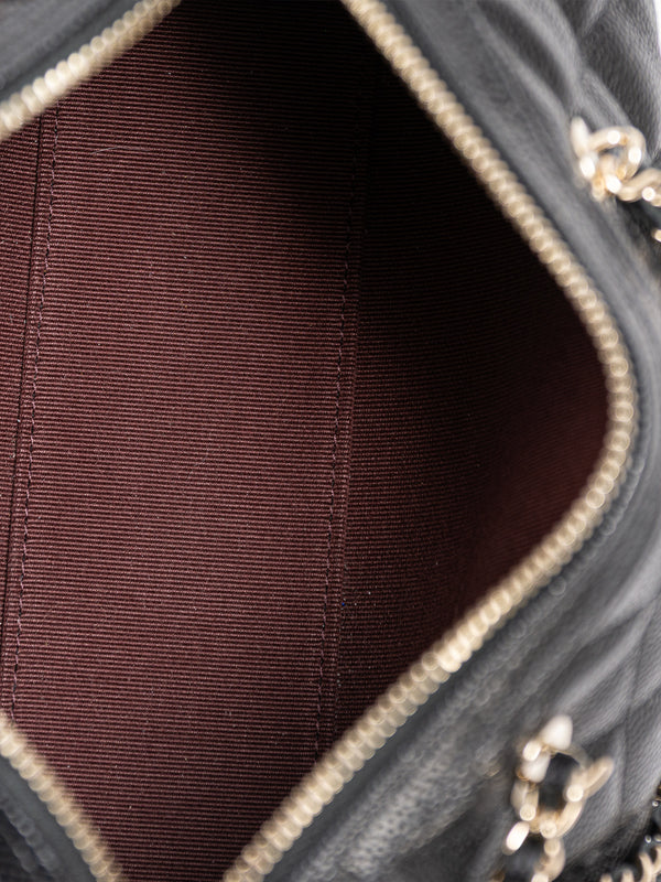 Chanel Caviar Quilted Barrel Clutch With Chain