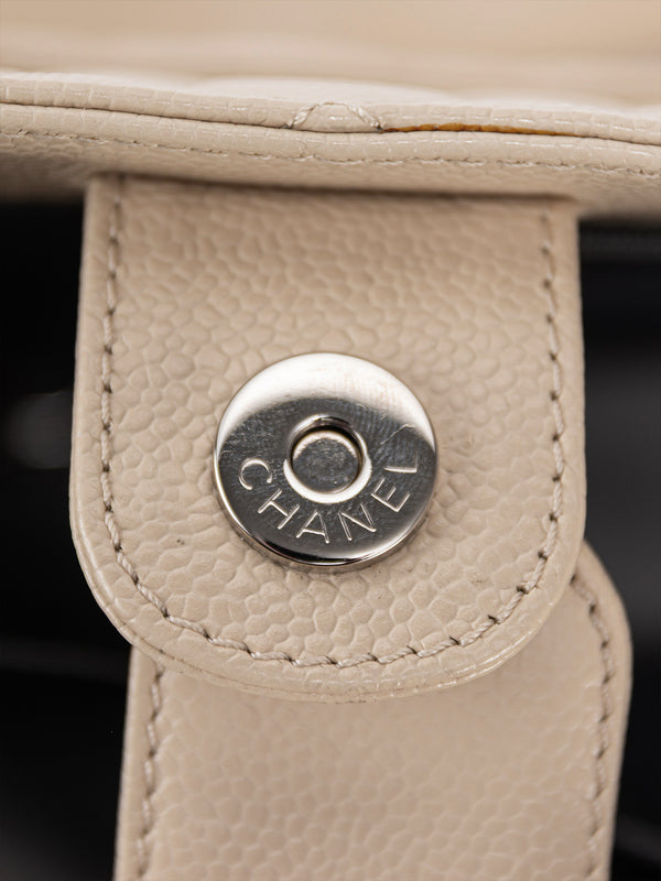 Chanel Beige Caviar Quilted Timeless Petit Shopping Tote