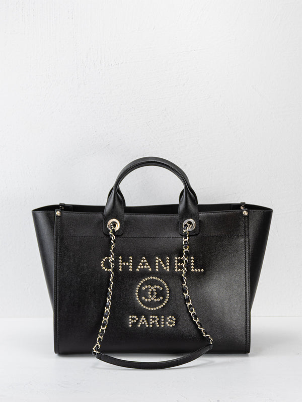 Chanel Caviar Medium Studded Deauville Tote