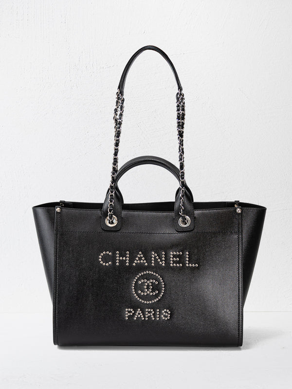 Chanel Caviar Medium Studded Deauville Tote