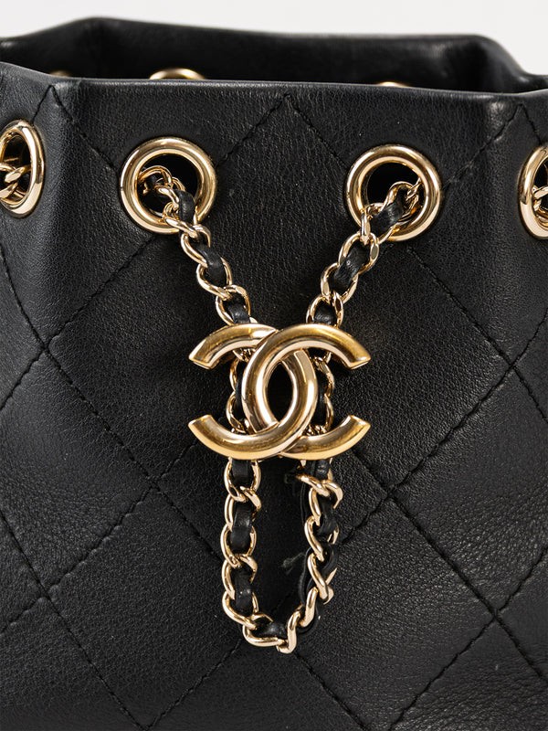 Chanel Lambskin Drawstring Bucket Bag