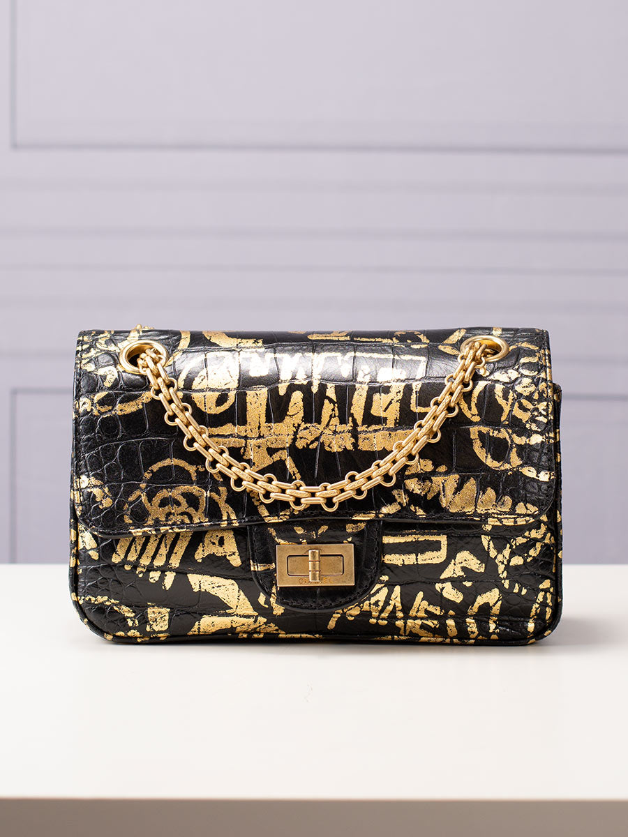 Chanel Mini Reissue 2.55 Graffiti Croc Embossed Flap Bag Handbag Social Club