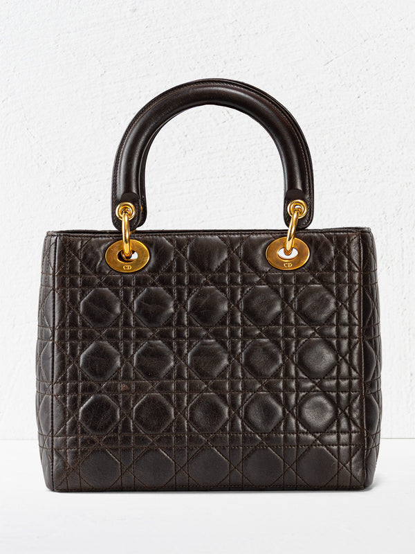 Christian Dior Lambskin Cannage Medium Lady Dior