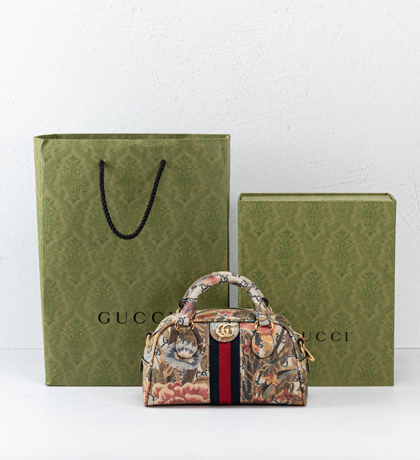 Gucci GG Supreme Ophidia Water Flora Bowler Mini