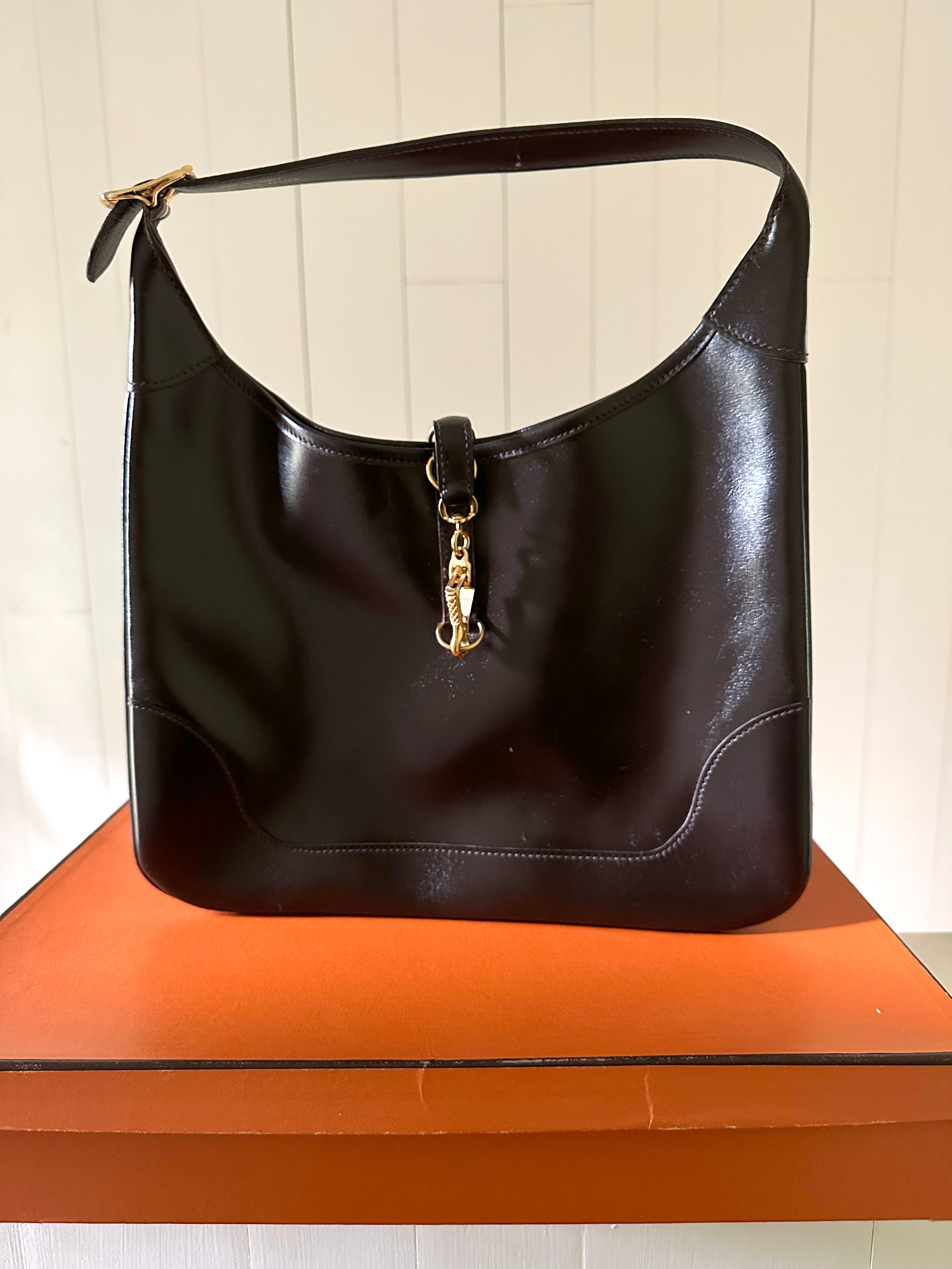 Hermes Fjord Leather Trim II Hobo Bag 31 Black