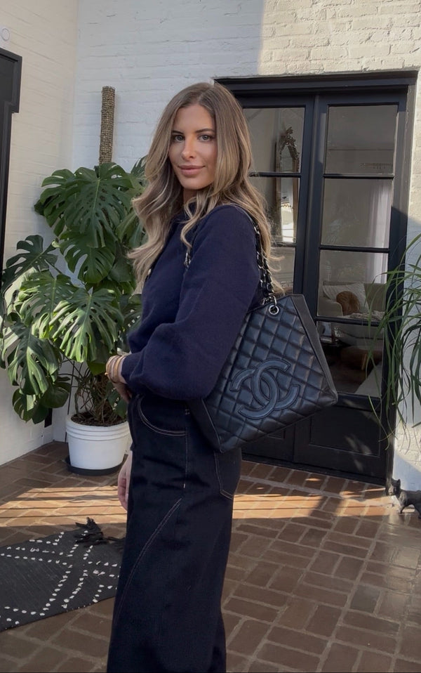 Chanel Black Caviar Quilted Timeless Petit Shopping Tote