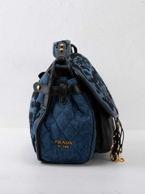 Prada Small Denim Corsaire Messenger Bag
