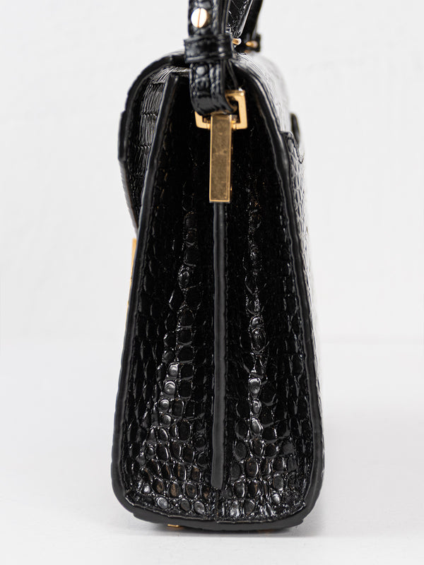 Saint Laurent Mini Croc Embossed Cassandra Top Handle