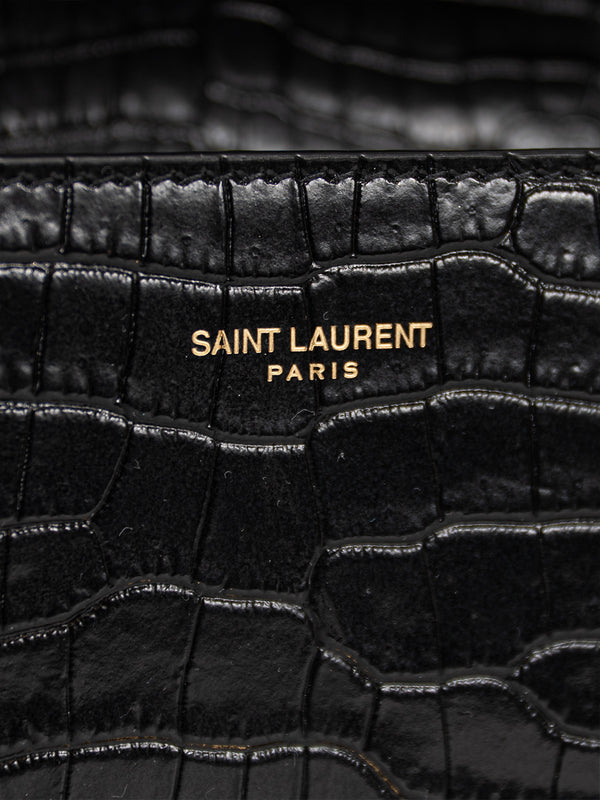 Saint Laurent Mini Croc Embossed Cassandra Top Handle
