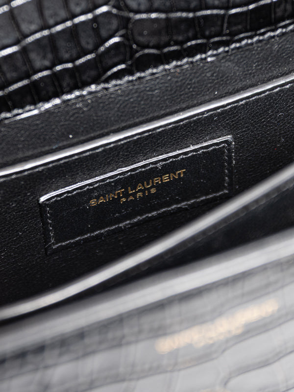 Saint Laurent Mini Croc Embossed Cassandra Top Handle