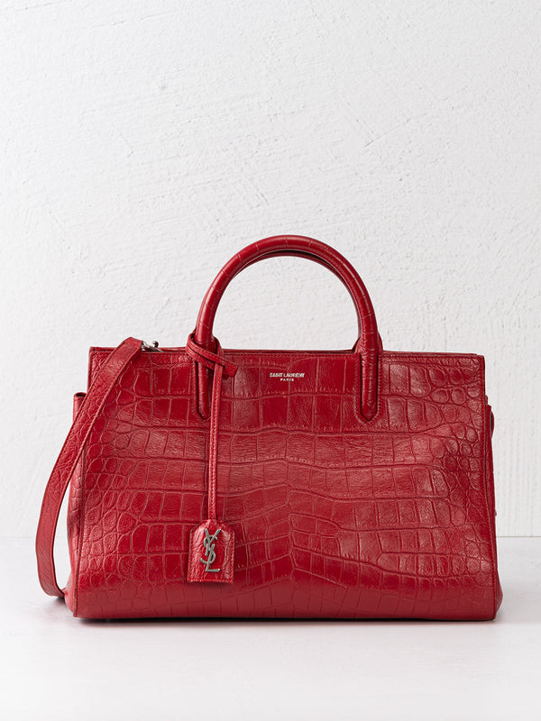 Saint Laurent Small Croc Embossed Rive Gauche Cabas