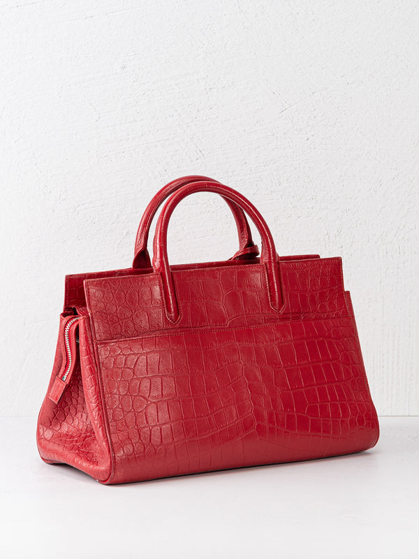 Saint Laurent Small Croc Embossed Rive Gauche Cabas