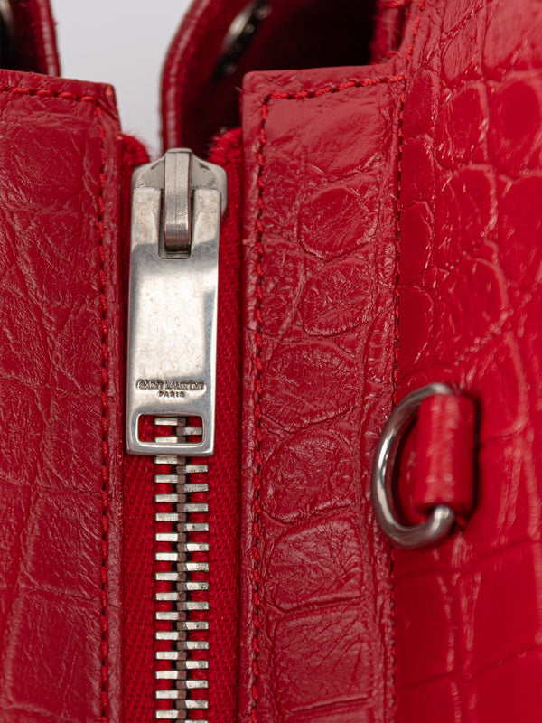 Saint Laurent Small Croc Embossed Rive Gauche Cabas