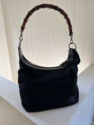 Gucci Nylon Bamboo Hobo Front