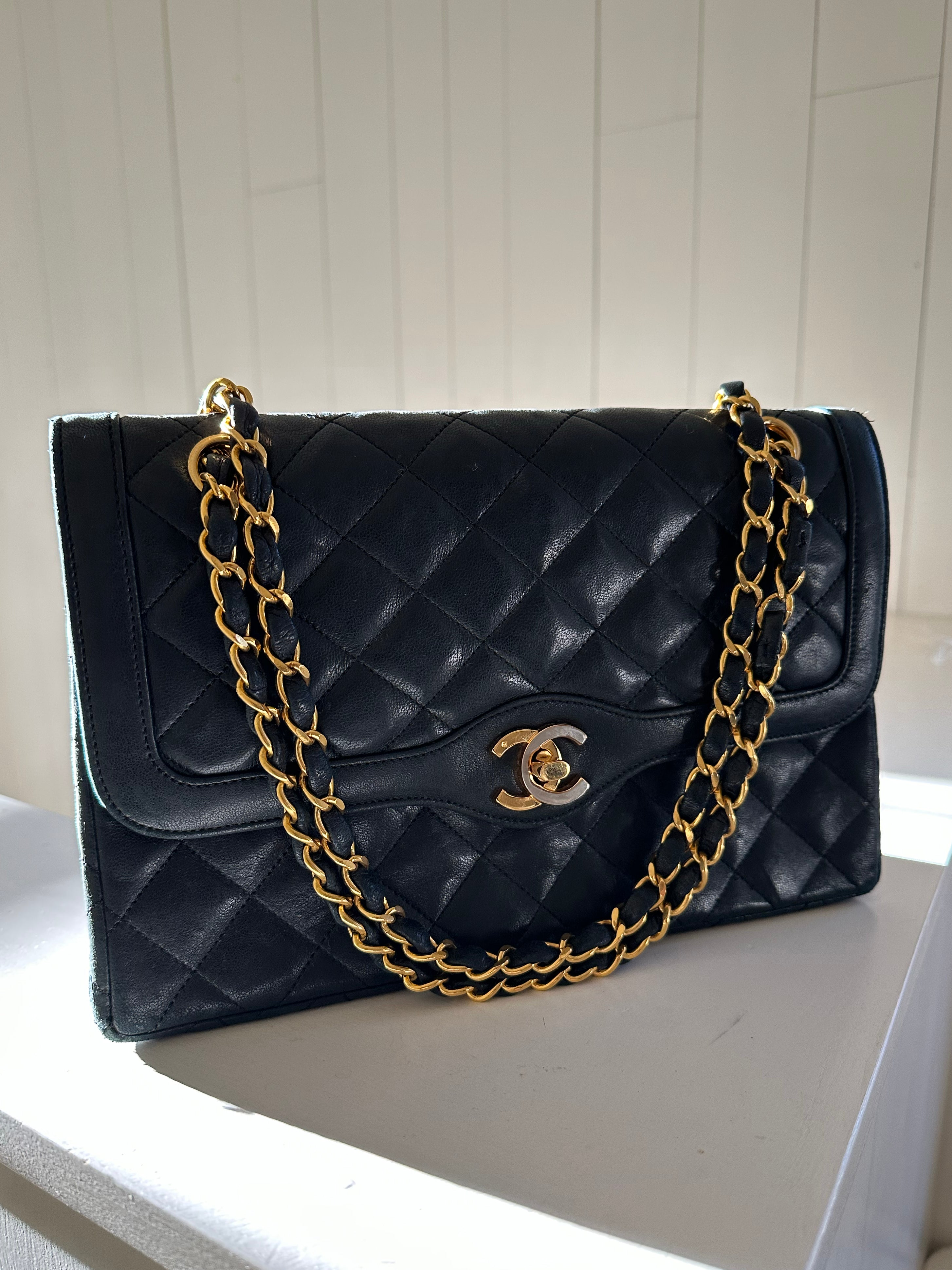Chanel Black Quilted Lambskin Paris Limited Edition Mini Double Flap Bag
